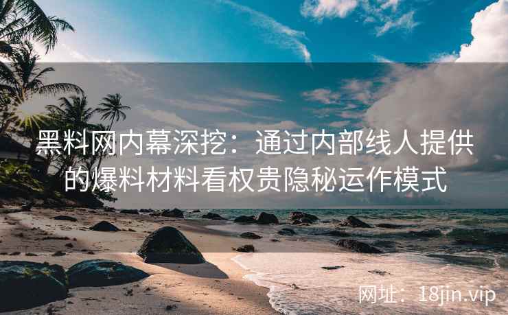 黑料网内幕深挖：通过内部线人提供的爆料材料看权贵隐秘运作模式